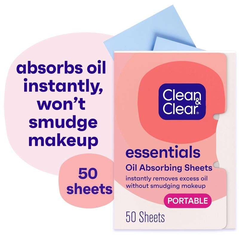 Essentials Oil Absorbing Sheets for Oily Skin, 50 Ct