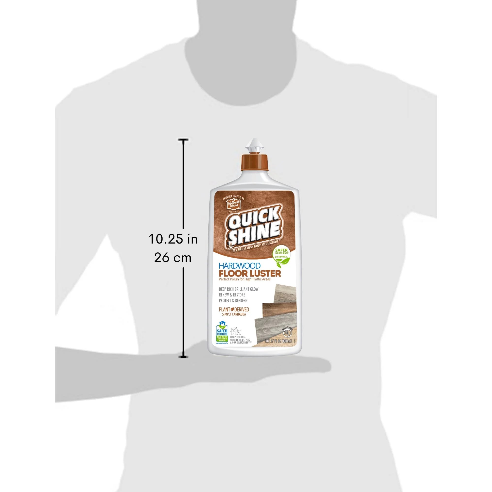 Quick Shine Hardwood Floor Luster, Pfas-Free Formula Floor Polish with Plant-Derived Carnauba 27Oz