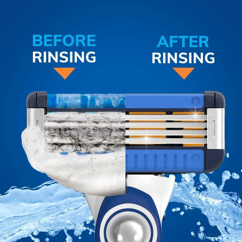 Easyrinse Anti-Clogging Men'S 4-Blade Refillable Manual Razors with 3 Cartridges
