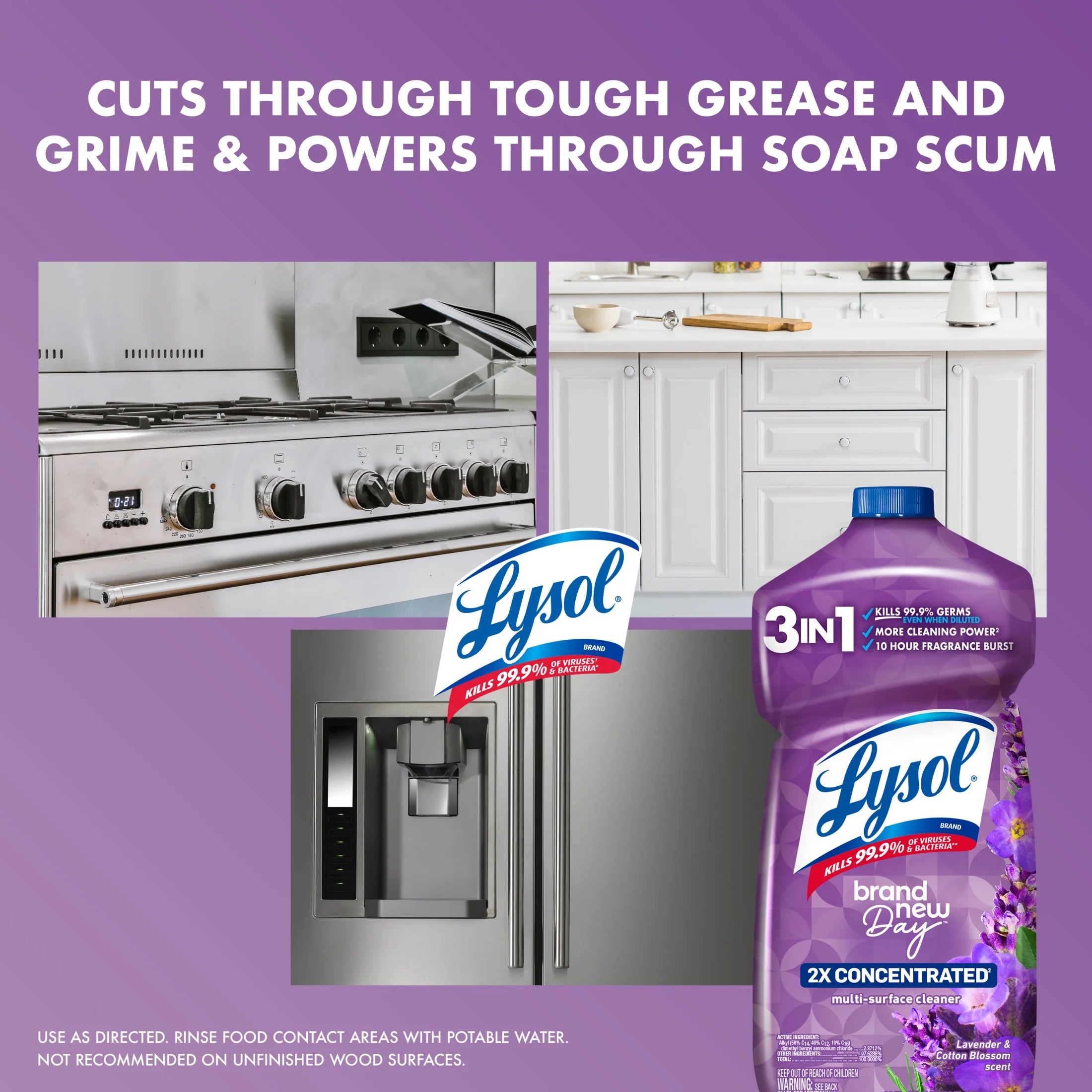 Lysol® Multi-Surface Cleaner, 2X Concentrated, Pourable Brand New Day, Lavender & Cotton Blossom Scent, 28 Oz