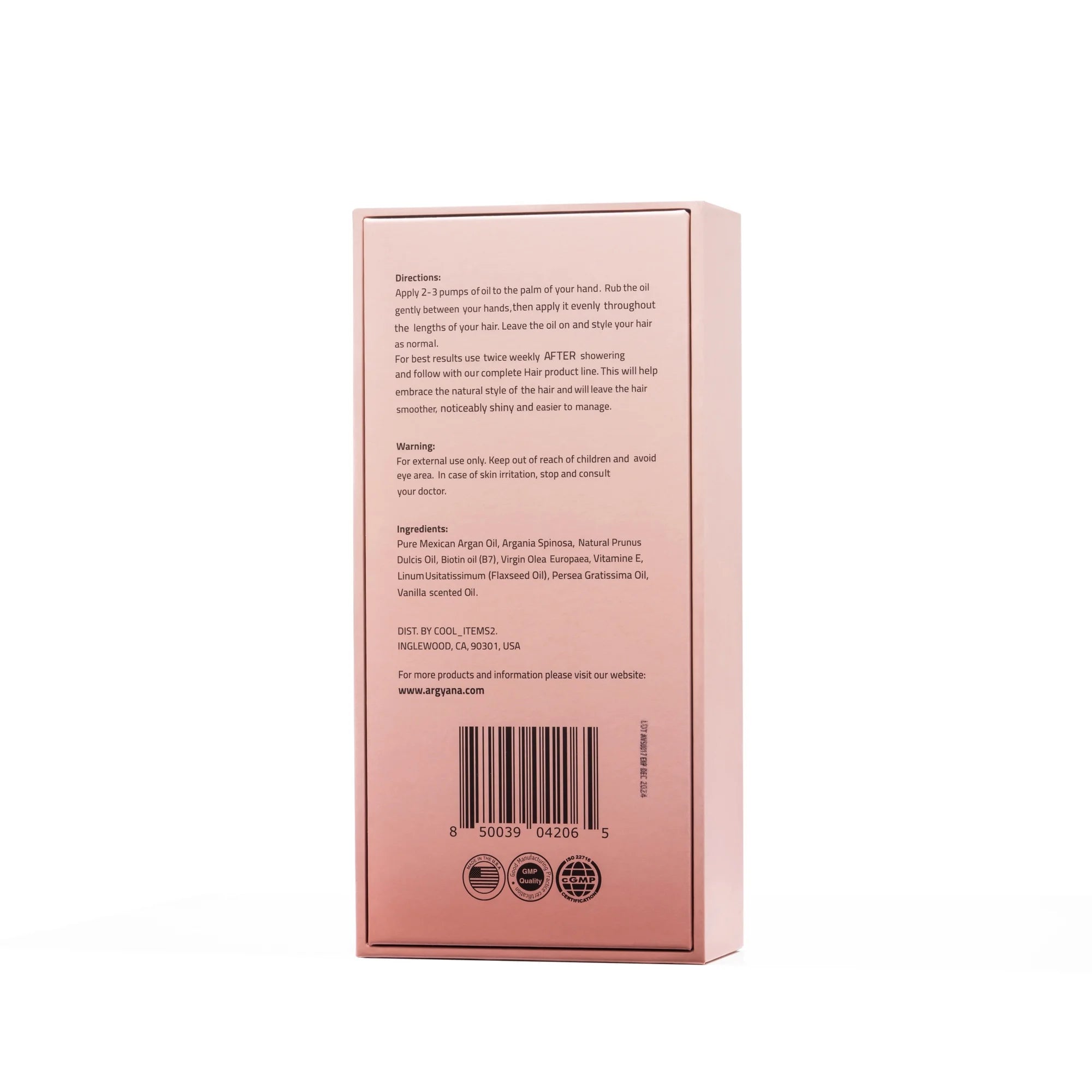 Argyana Hair Oil Serum, Vanilla Scented, Anti-Frizz, Nourish, Hydrate, Repair