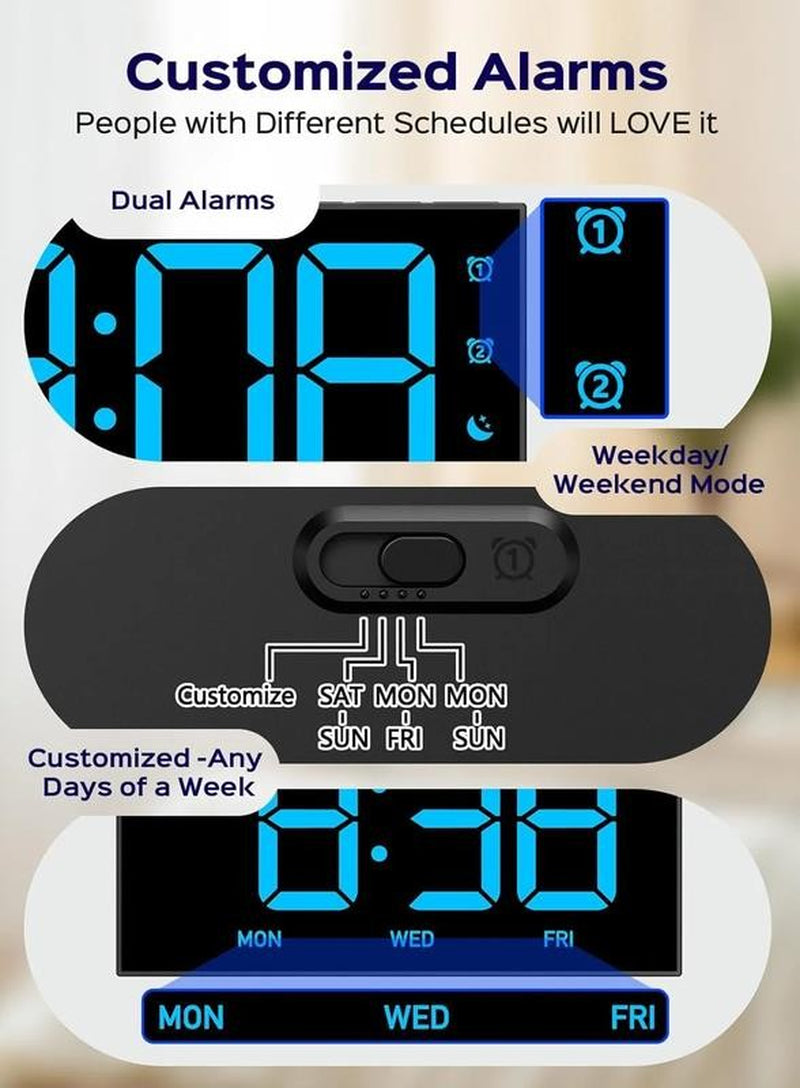 Alarm Clock for Heavy Sleepers, Digital Alarm Clock for Bedroom, Adjustable Brig