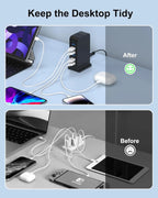 VHBW USB Tower 20W Charging Station, 6 USB Ports Charger Electric Desktop Multiple Charger Station Compatible with Smart Phone and Tablets Etc