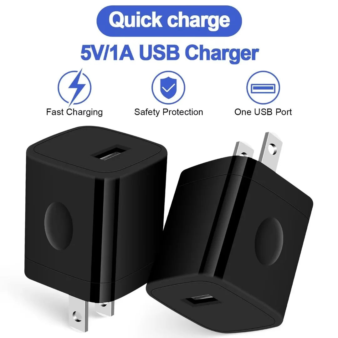 Charger Block,Usb Wall Charger Adapter with Coiled Type C Cable 6Ft,Ailkin 5V/1A Wall Charger Block Fast Charging Station Power Base Charger Block Plug Brick Usb Wall Charger