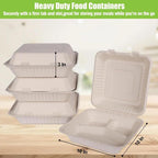 100Pack Compostable Take Out Container 10X10, Disposable to Go Food Boxes with 3