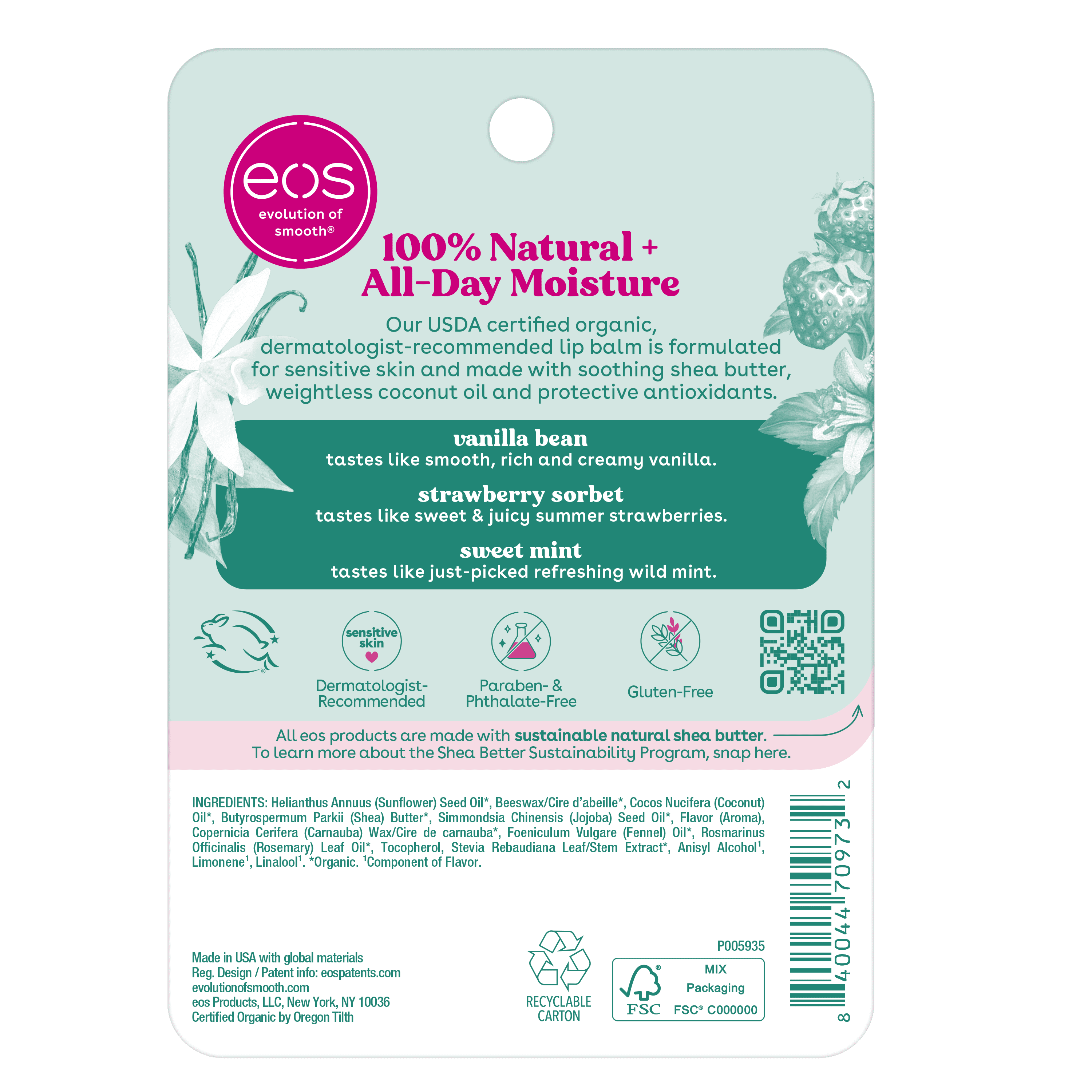 100% Natural Organic 3 Pack Lip Balm Sticks
