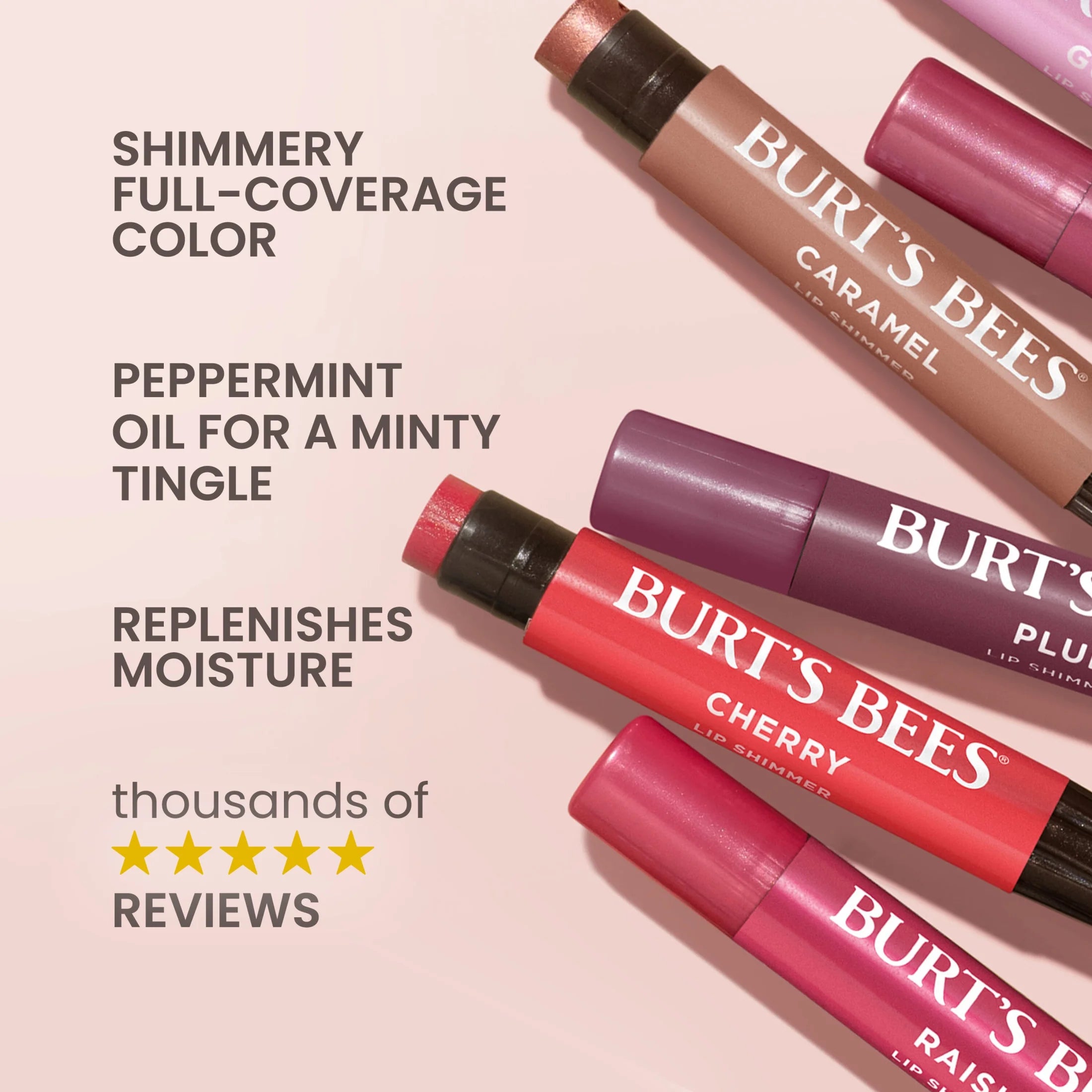 Burts Bees Lip Shimmer Peony; 1 Tube, 0.09 Oz.