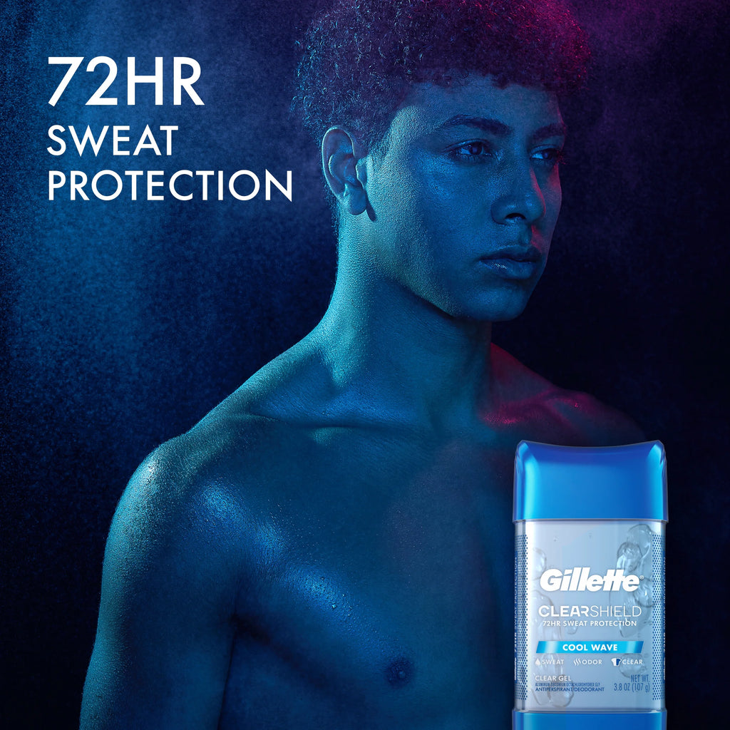 Antiperspirant Deodorant for Men, Clear Gel, Cool Wave, Twin Pack, 3.8Oz