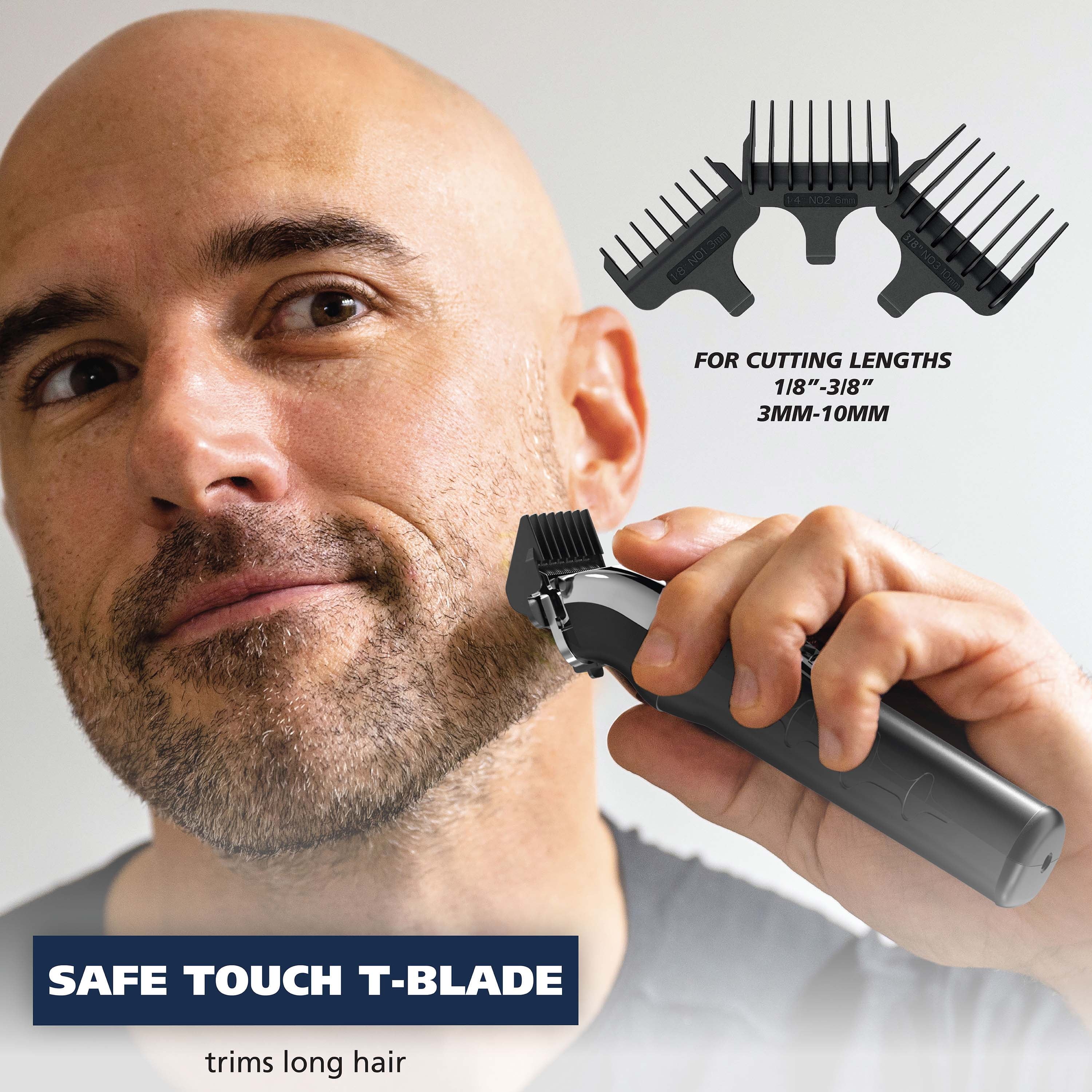 Bald N Shave Rechargeable Two Heads Rinseable T-Blade Trimmer for Men, 3023628