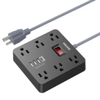 5Ft Extension Cord - 6 AC Outlets and 4 USB Charging Ports, Power Strip for Home