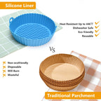 3 Pack Air Fryer Silicone Liners Pot for 3 to 5 QT, Air Fryer Silicone Basket Bo