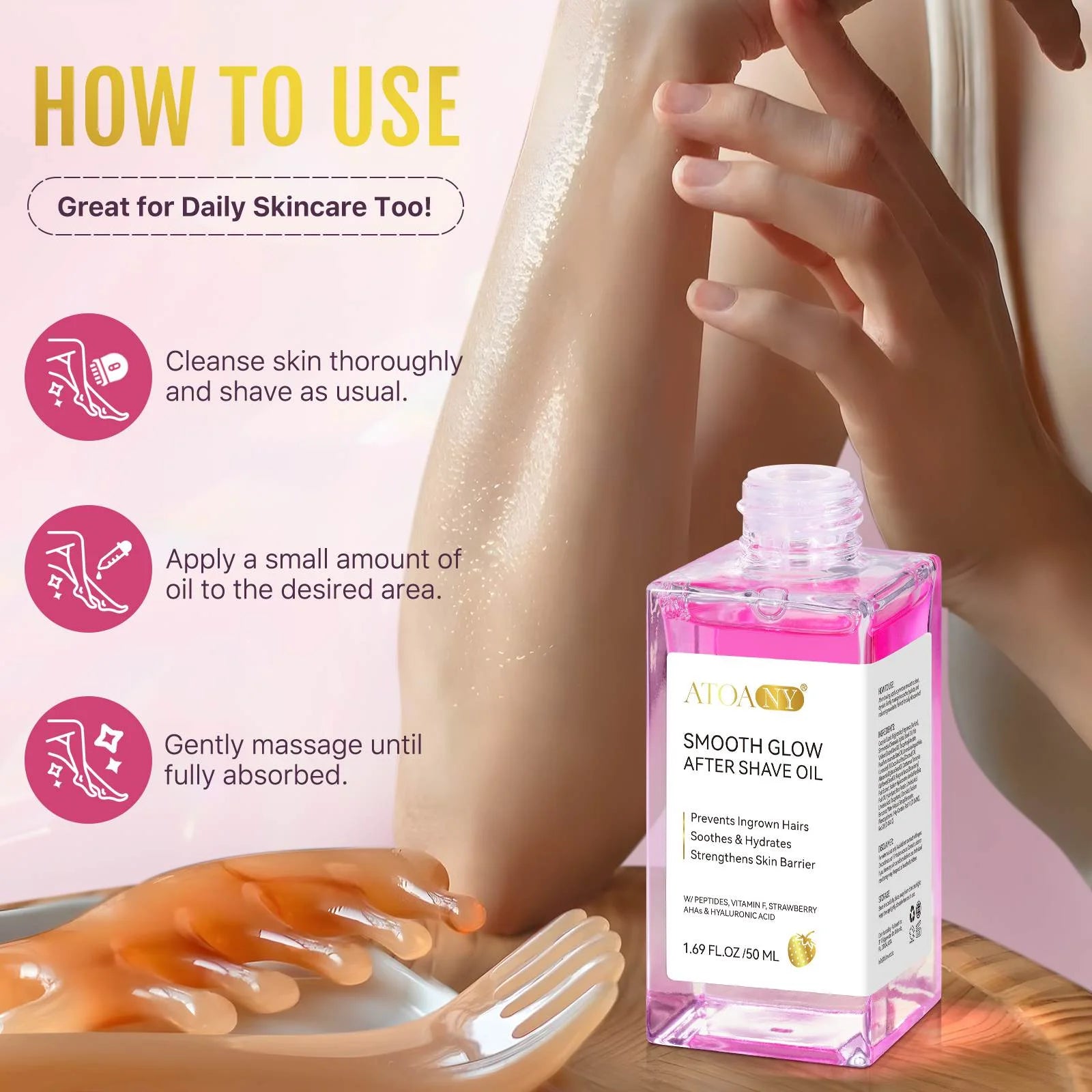 after Shave Oil for Women, Soothing and Moisturizing, Fast Absorption, Irritation-Free, 1.69 Fl.Oz