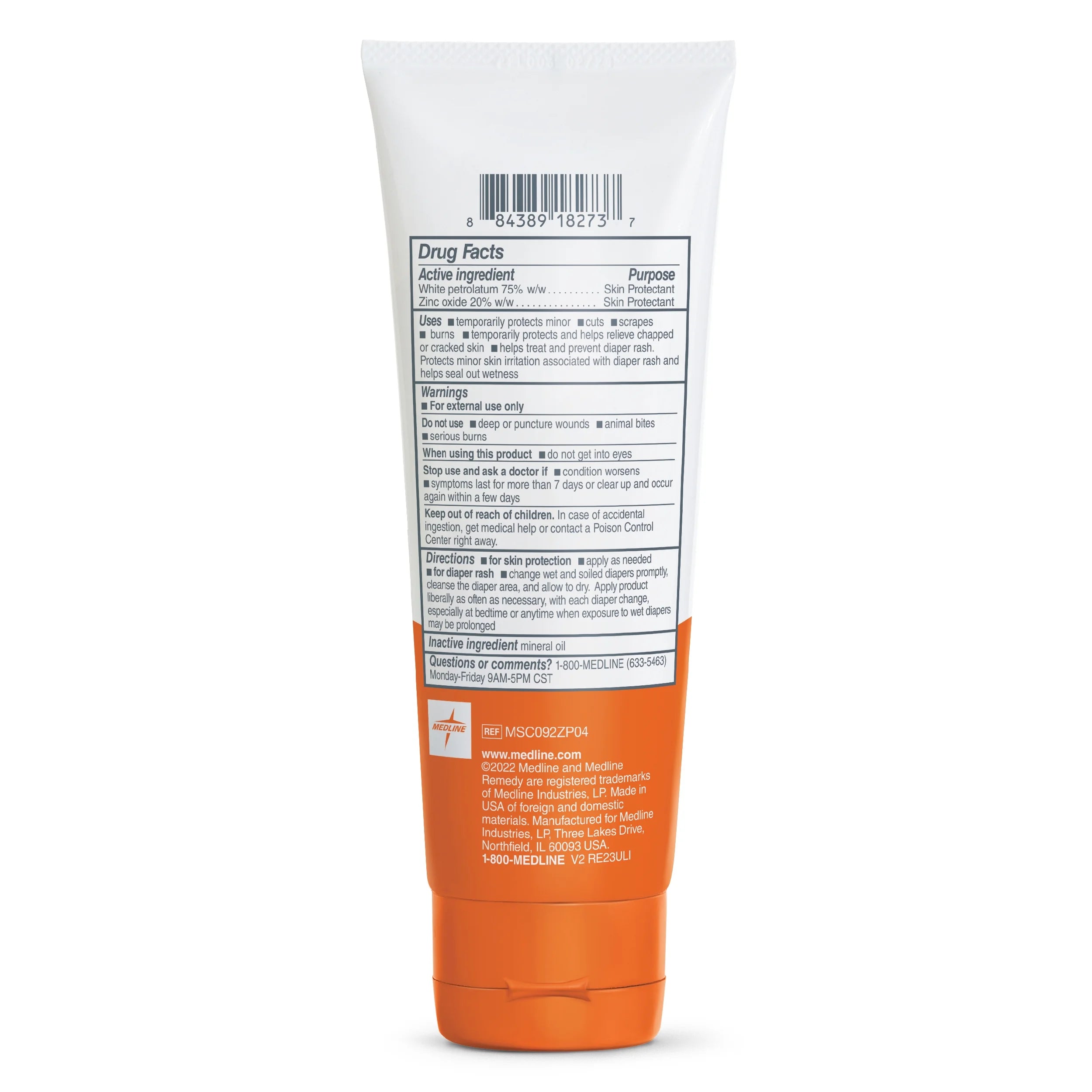 Medline Remedy Essentials Zinc Oxide Skin Protectant Paste (4 Oz Tube), Unscented