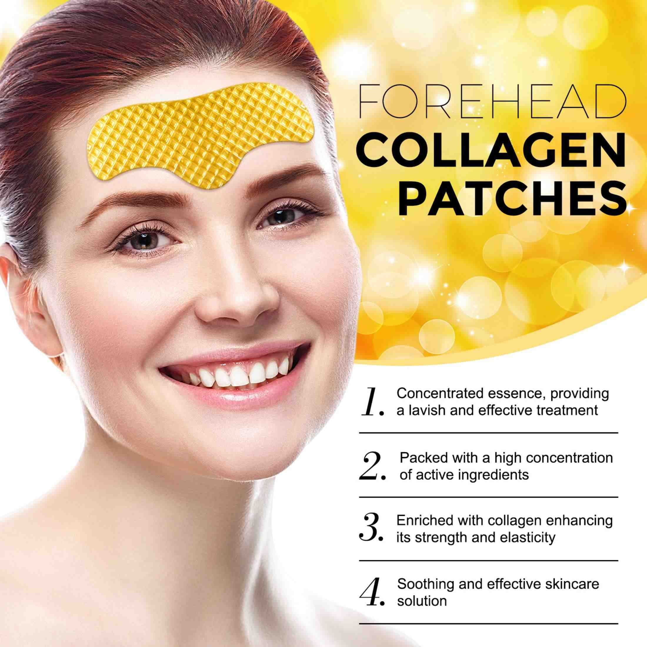 24K Forehead Wrinkle Patches, Collagen Lines Mask with Collagen Boosting Elasticity for Women and Men,12Pcs
