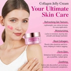 (2 Pack)  Collagen Jelly Cream, Deep Moisturizer, Anti-Aging Hydrator, Clean Skincare, Boosts Elasticity, Skin Rejuvenation, 3.38 Fl Oz