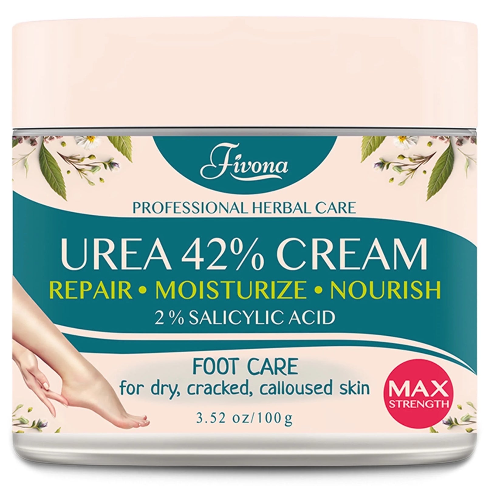 42% Urea Cream with 2% Salicylic Acid, Nourishing Foot Cream with Tea Tree and A