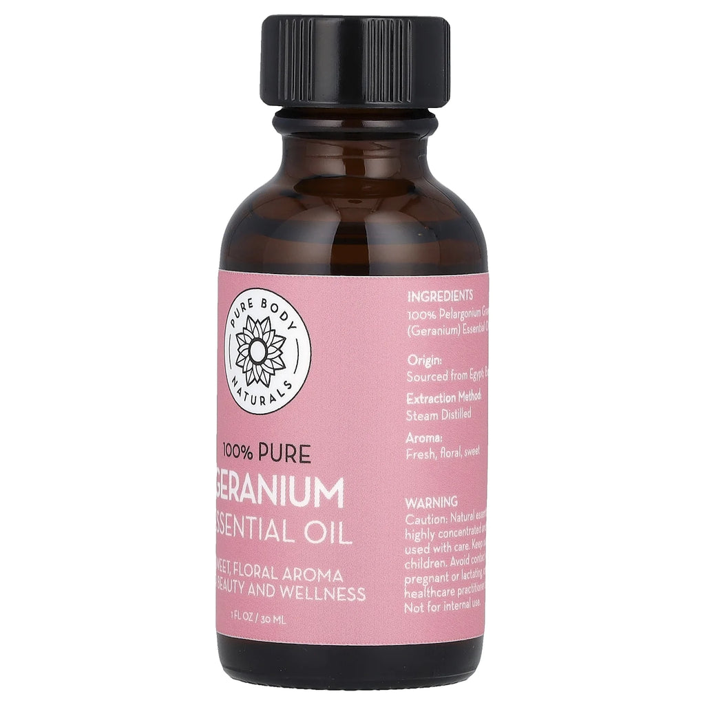 100% Pure Essential Oil, Geranium, 1 Fl Oz (30 Ml)