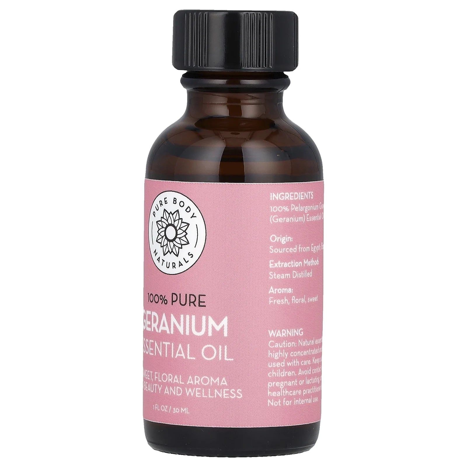 100% Pure Essential Oil, Geranium, 1 Fl Oz (30 Ml)