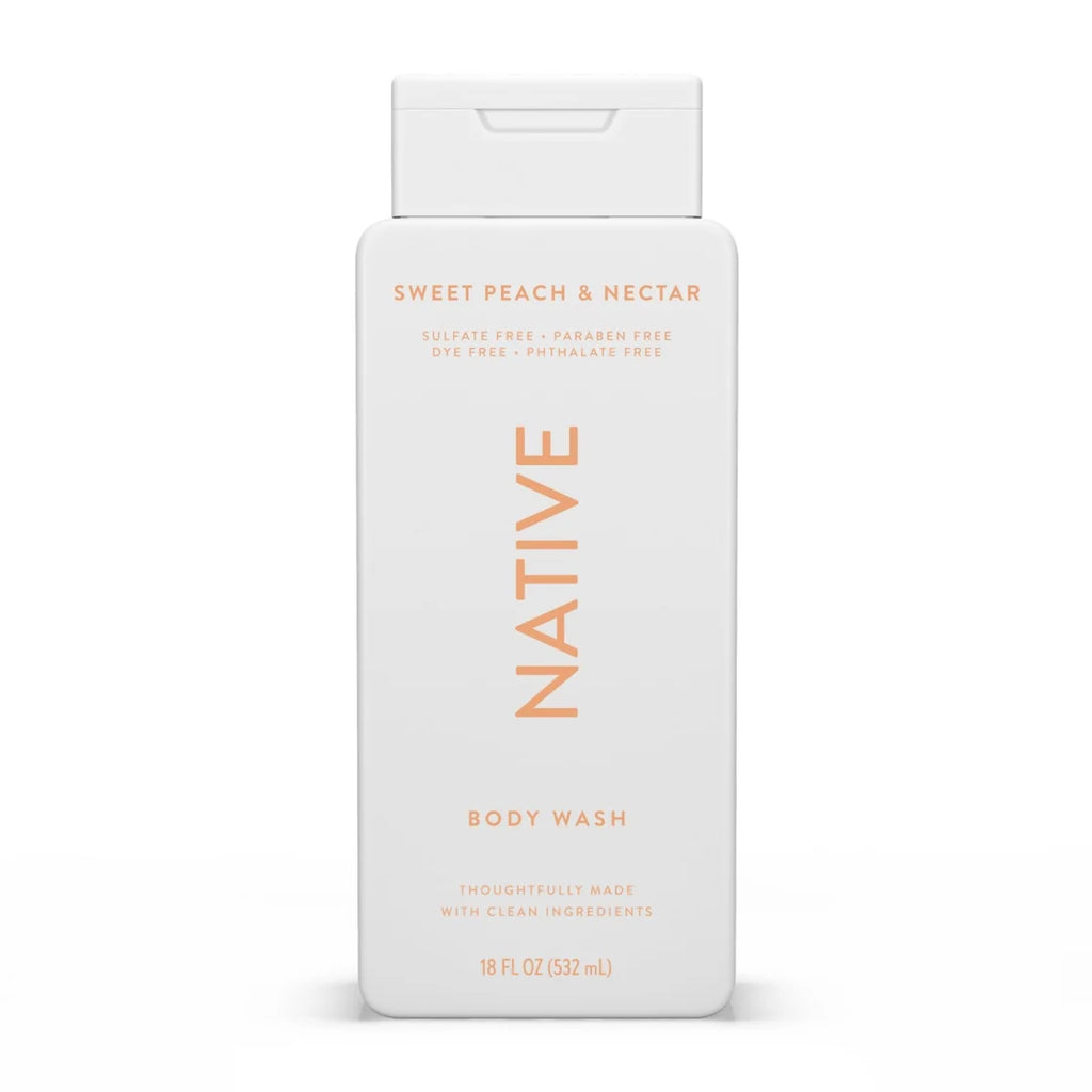Native Body Wash, Sulfate Free, Sweet Peach & Nectar, for Women and Men, 18 Oz