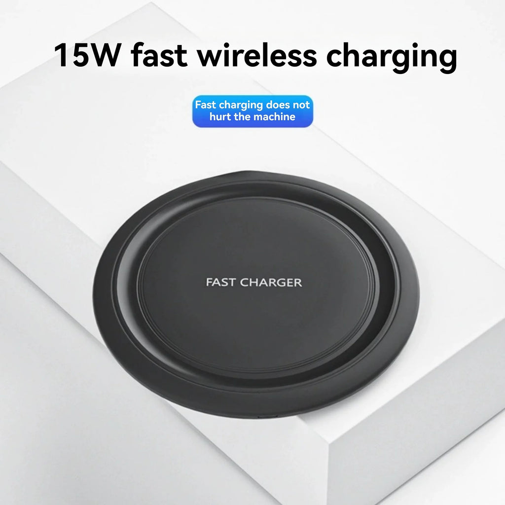 SHANLIDA 15W Fast Wireless Ultra-Thin Charger, Suitable for Iphone and Android Phones, Supports All QI Phones, Inductive Charging
