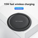 SHANLIDA 15W Fast Wireless Ultra-Thin Charger, Suitable for Iphone and Android Phones, Supports All QI Phones, Inductive Charging
