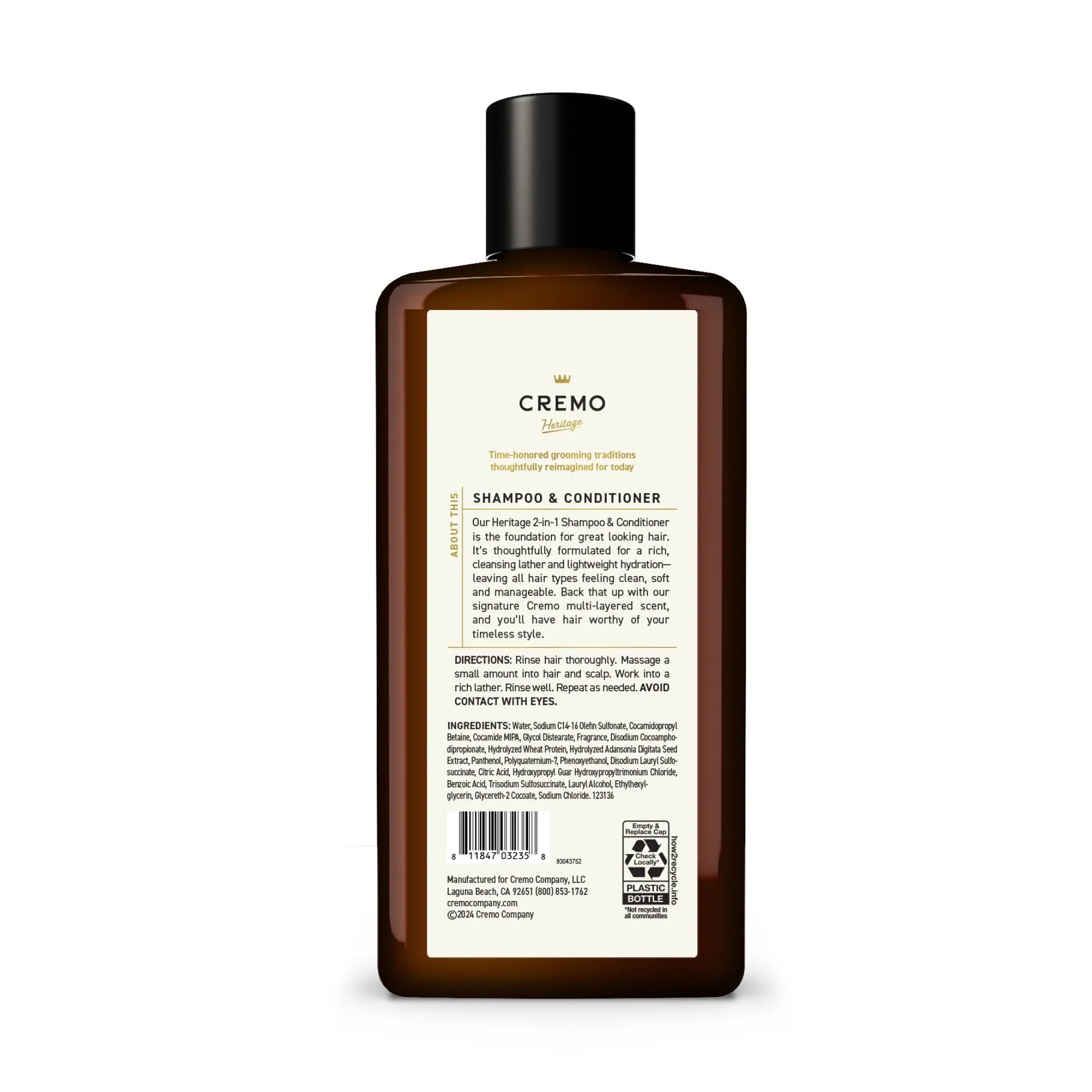 2-In-1 Mens Shampoo & Conditioner, Bourbon Vanilla Scent, 16 Fl Oz, Cleanses & Moisturizes Hair