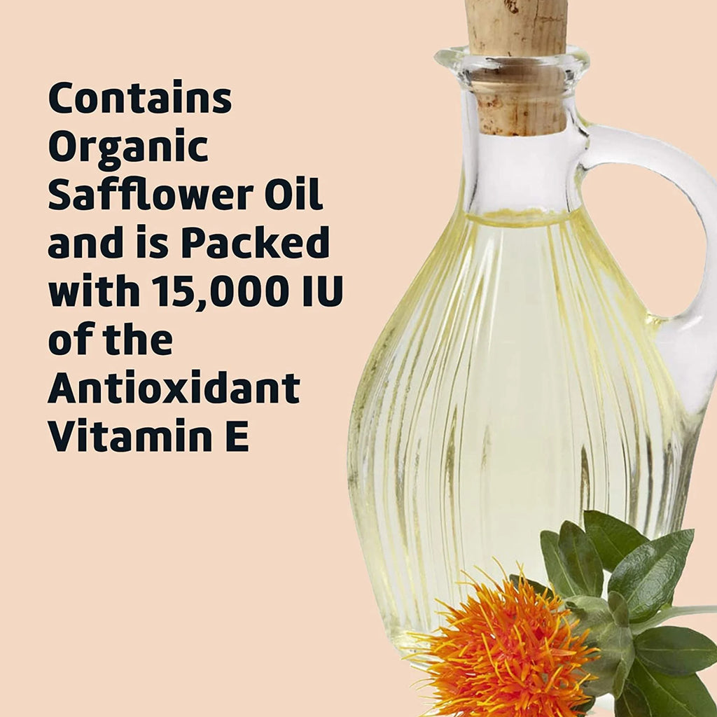 De La Cruz Vitamin E Oil, with Safflower for Skin, Hair, Face and Body, 15,000 IU, 2.2 FL Oz