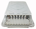 2 1/4 Lb. Oblong Deep Aluminum Foil Take-Out Pan with Board Lid Disposable Conta