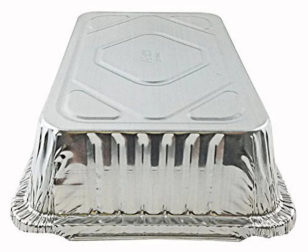 2 1/4 Lb. Oblong Deep Aluminum Foil Take-Out Pan with Board Lid Disposable Conta