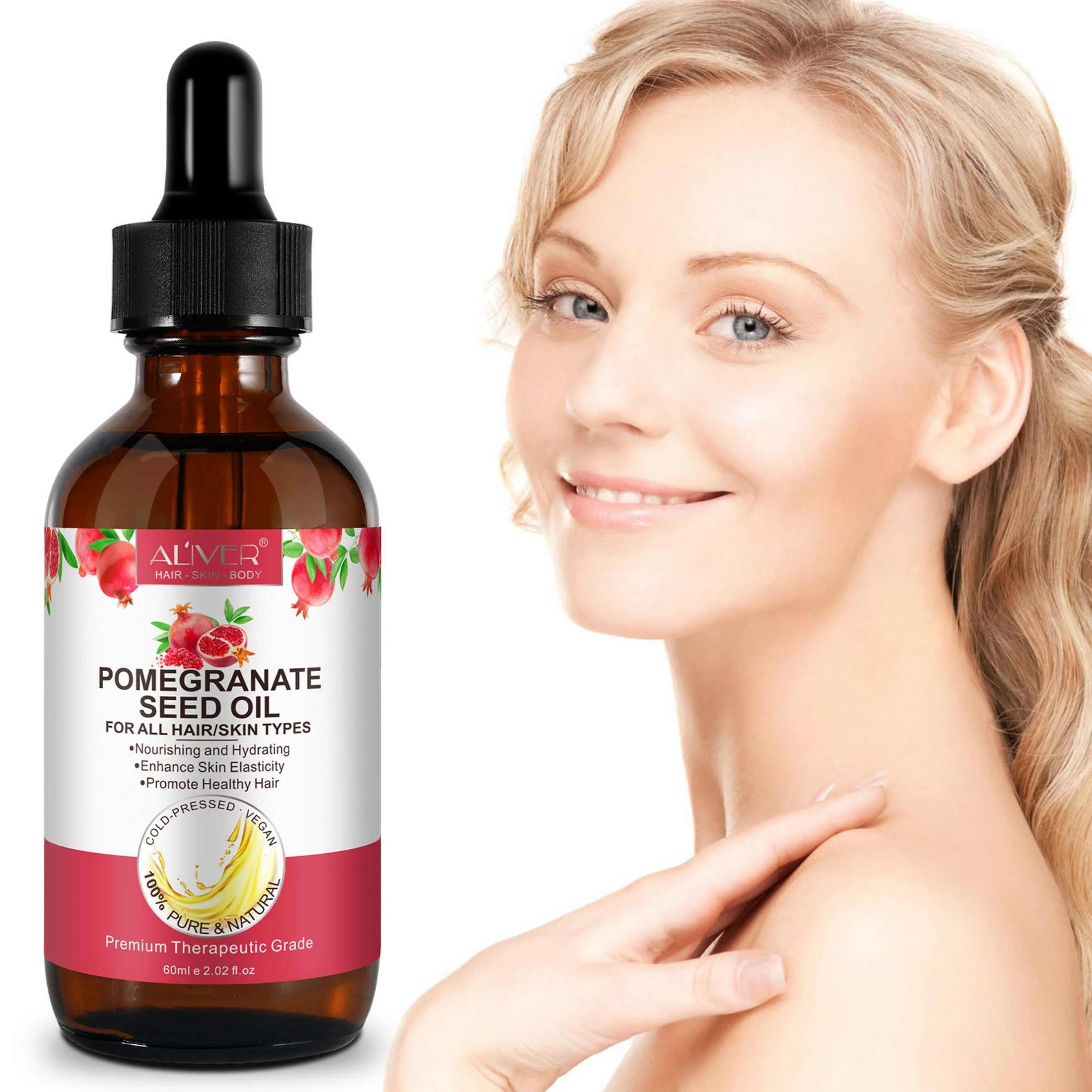 Aliver Pomegranate Seed Oil, 100% Pure & Natural,Enhance Skin Elasticity,For All Skin Types,2.02Fl.Oz