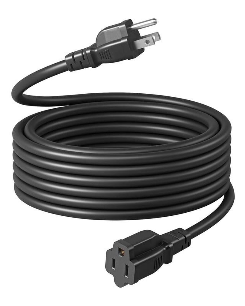Extension Cord 25 FT, 3 Prong Extension Cable for Indoor Outdoor, 16/3 SJTW, Bla