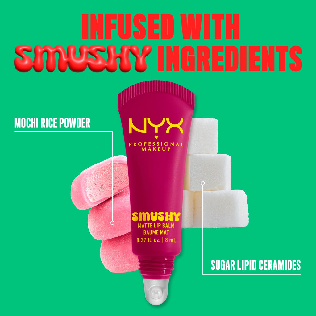 NYX Professional Makeup Smushy Matte Lip Balm, Silly Sippin', Deep Purple, 0.27 Fl Oz