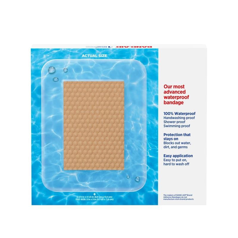 Brand Clear Waterproof Adhesive Bandages, Jumbo, 6 Count