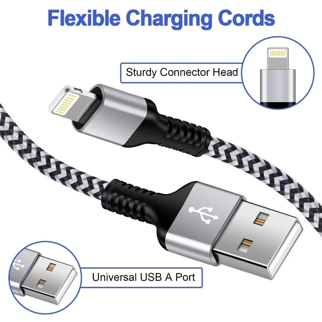 AILKIN Compatible with Iphone Charger Fast Charging with 2Pack Usb a Light-Ning Cables 6Ft Cords 2.1A Dual Port Charger Blocks Compatible with Iphone 14/13/12/11,White
