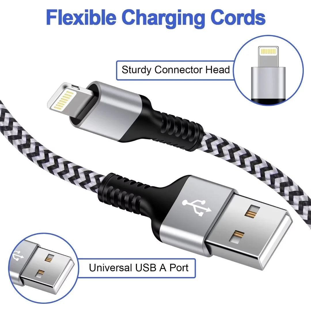 AILKIN Compatible with Iphone Charger Fast Charging with 2Pack Usb a Light-Ning Cables 6Ft Cords 2.1A Dual Port Charger Blocks Compatible with Iphone 14/13/12/11,White