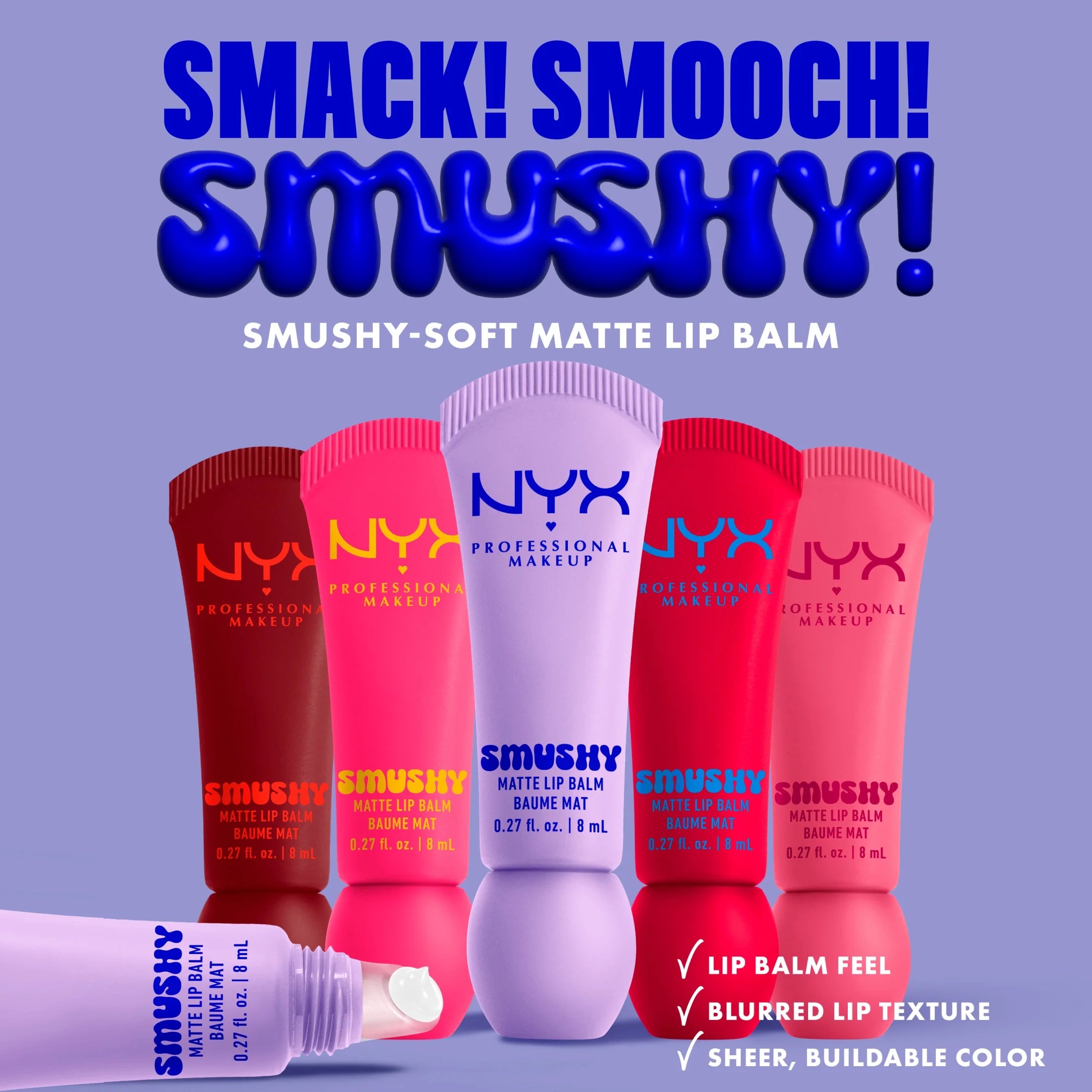 NYX Professional Makeup Smushy Matte Lip Balm, Swipe 2 Smooth, Cherry Cola Brown, 0.27 Fl Oz