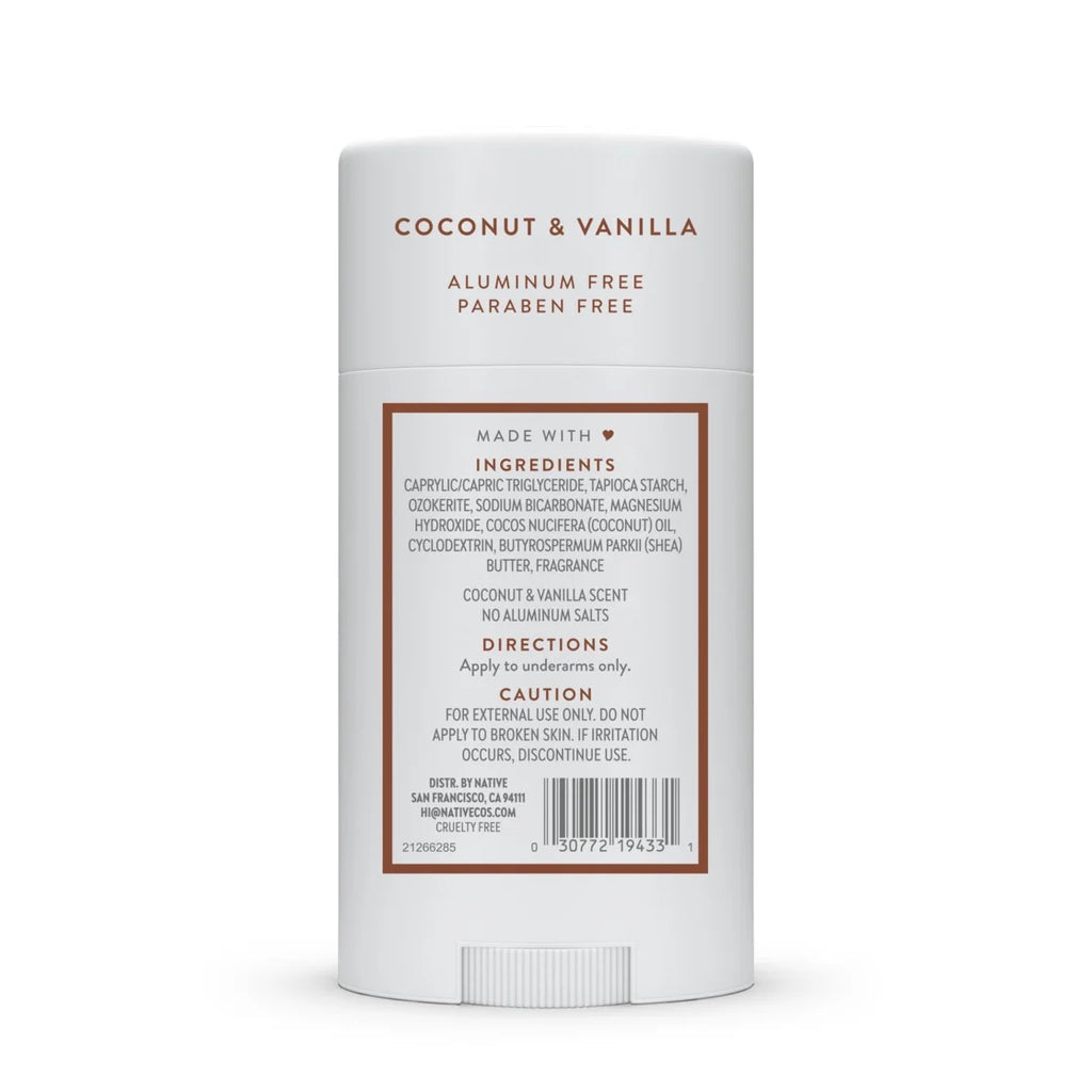 Native Deodorant, Aluminum Free, Coconut & Vanilla, Deodorant for Women and Men, 2.65 Oz