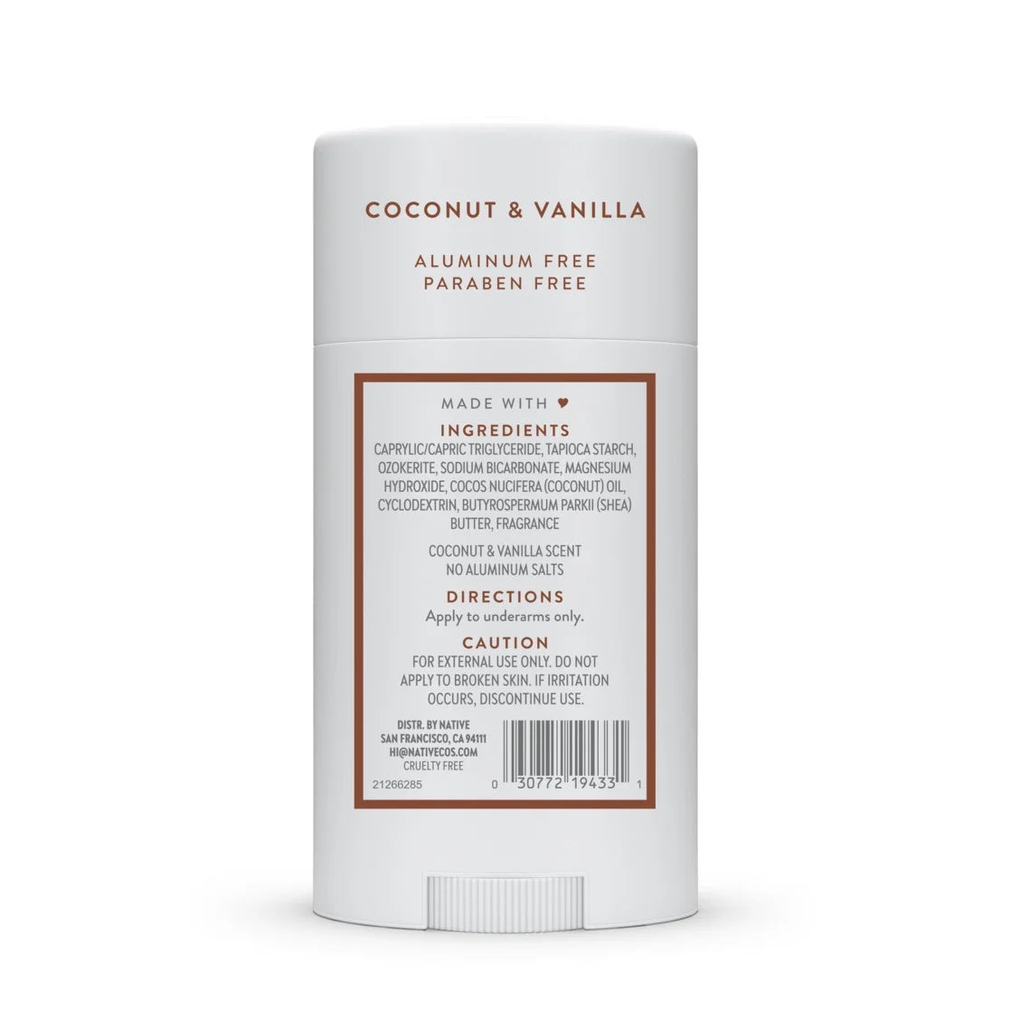 Native Deodorant, Aluminum Free, Coconut & Vanilla, Deodorant for Women and Men, 2.65 Oz
