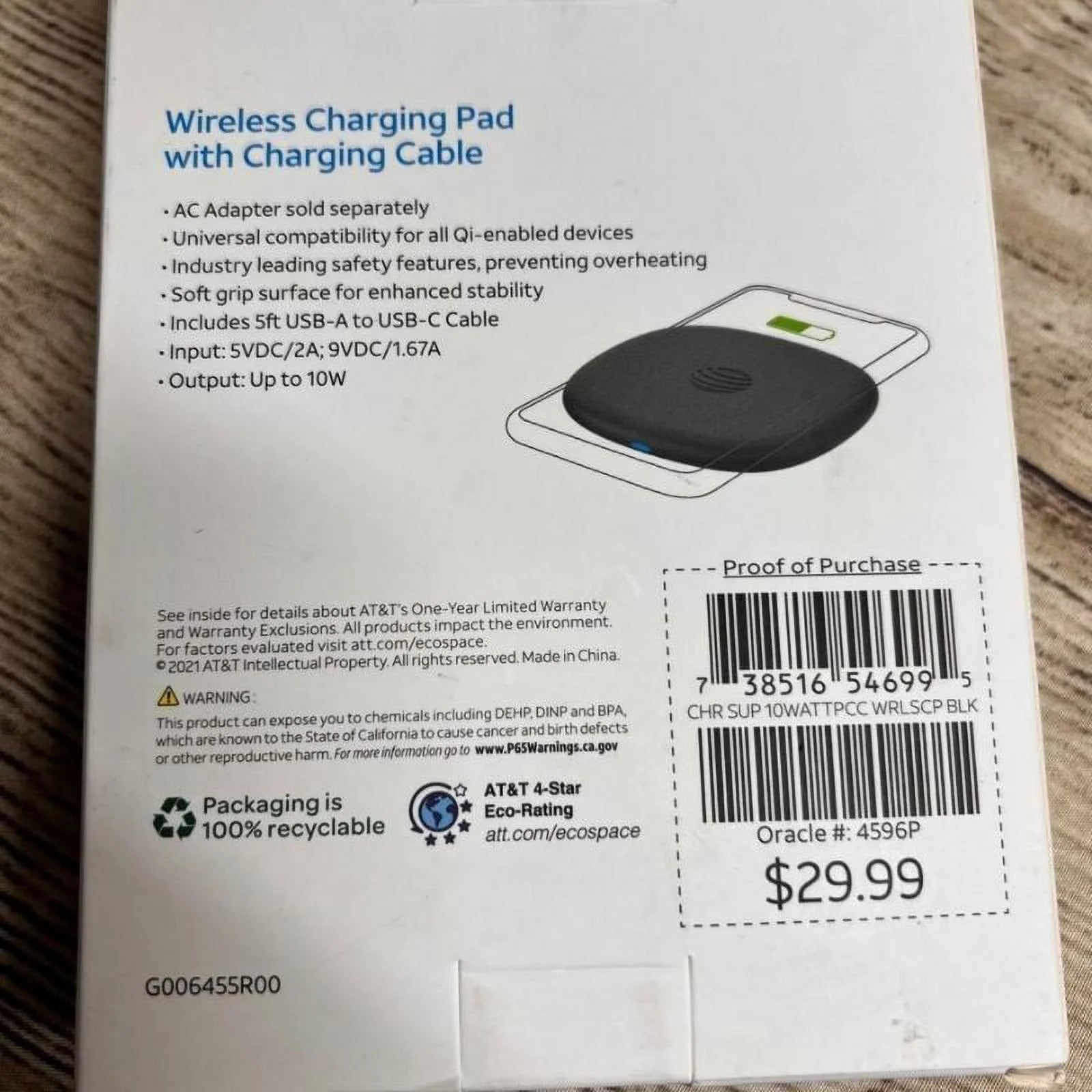 AT&T 10W Wireless Charging Pad + Charging Cable