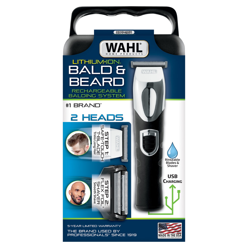 Bald N Shave Rechargeable Two Heads Rinseable T-Blade Trimmer for Men, 3023628