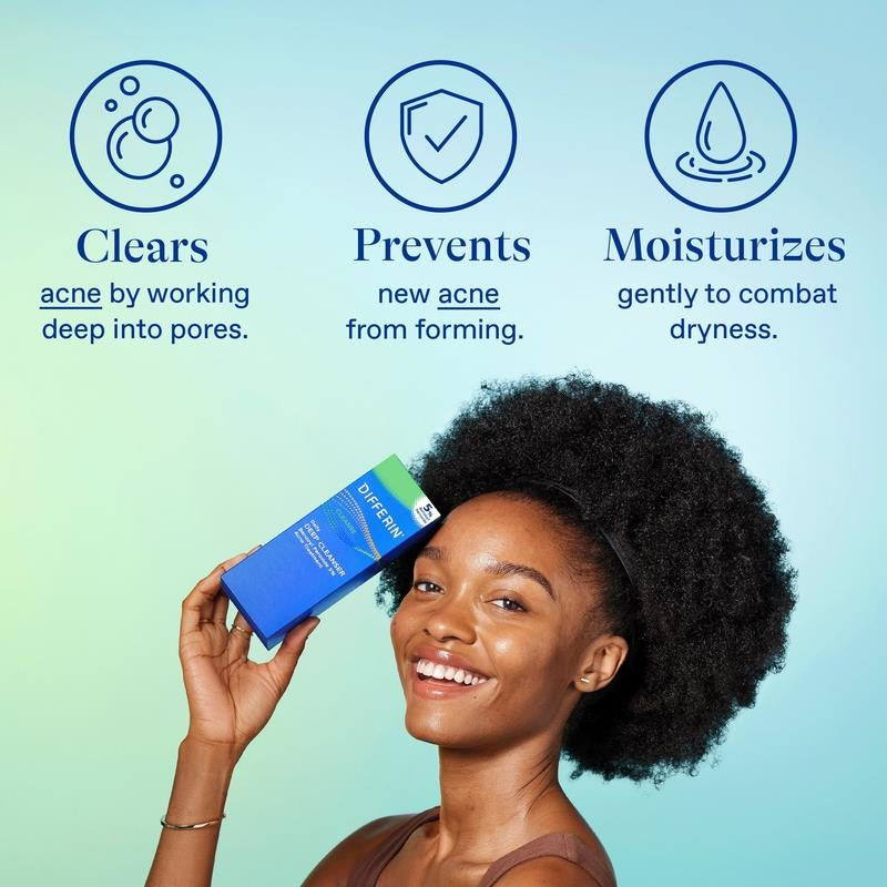 Daily Deep Cleanser Face and Body Wash with 5% Benzoyl Peroxide, Dermatologist-