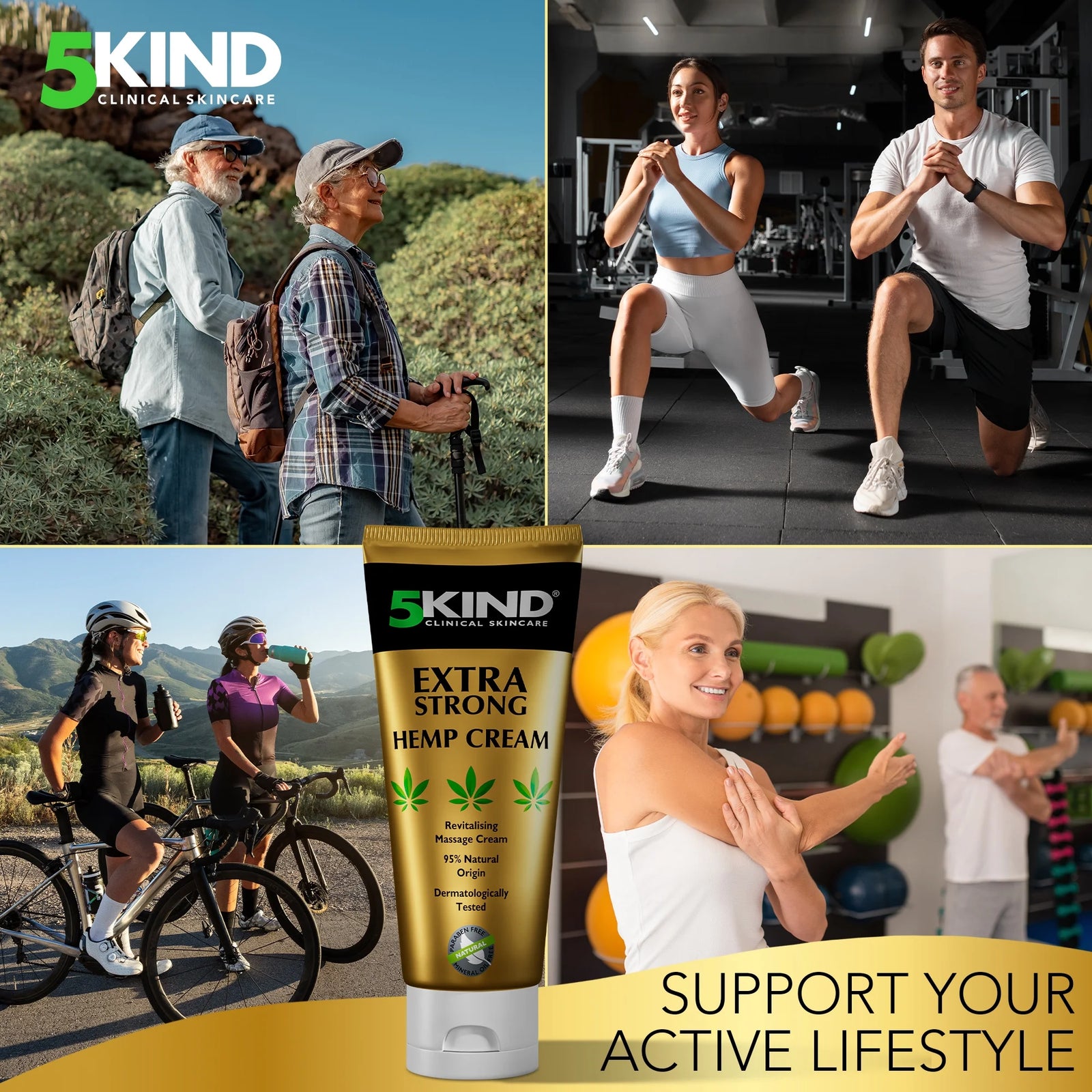 5Kind Extra Strong Hemp Cream 3.38 Fl Oz - High Strength Hemp Formula for Neck,