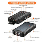 42800Mah Solar Charger Power Bank 15W Fast Charging Portable Charger with 4 Cables, USB Battery Pack Compatible with Iphone & Android Cell Phone
