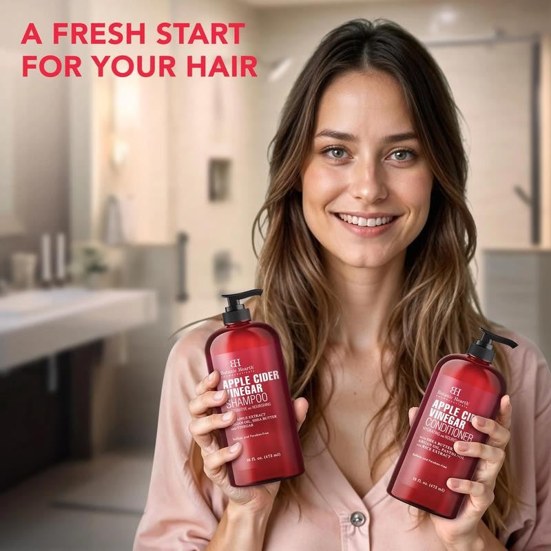 Apple Cider Vinegar Shampoo and Conditioner Set - Helps Dry Itchy Scalp, Dandruf
