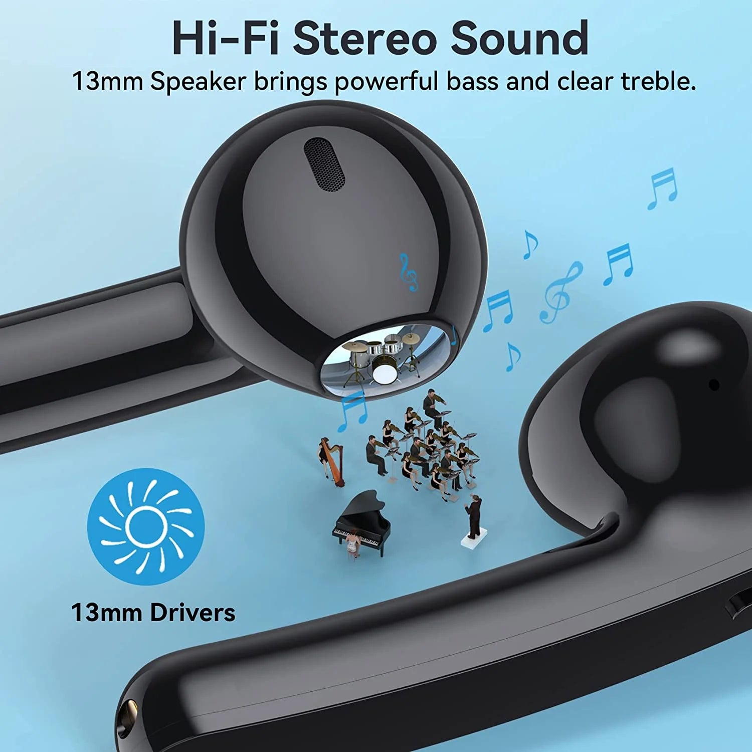 Bluetooth Headphones V5.3 Wireless Earbuds 50Hrs Battery Life with Charging Case