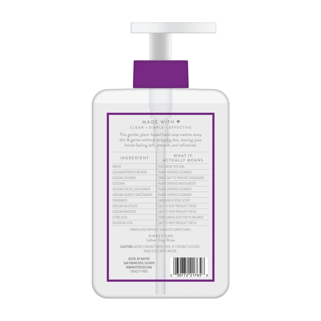 Native Lavender & Rose Liquid Hand Soap 13OZ