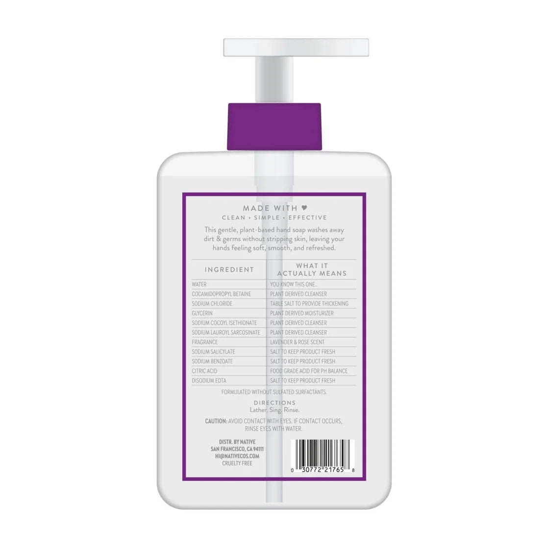 Native Lavender & Rose Liquid Hand Soap 13OZ