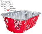 1 Lb. Red Holiday Christmas Snowflake Aluminum Foil Small Mini Loaf / Bread Baki
