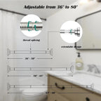 Adjustable Shower Curtain Rod, 32-84 Inch Stainless Steel, Spring Tension, Anti-