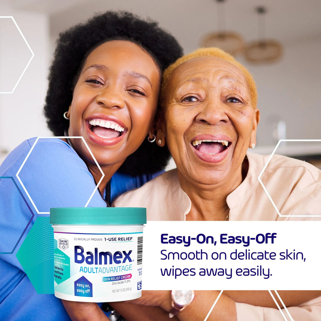 Balmex Adult Advantage B-Protected Skin Relief Cream, with Skinshield Technology to Protect, Soothe and Heal Sensitive Skin, 12Oz